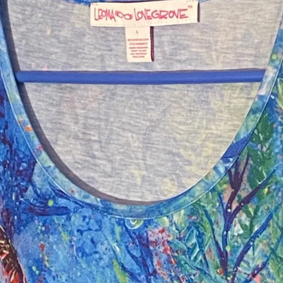 Colorful Fish Print 3/4 Sleeve Top - Picture 5 of 9